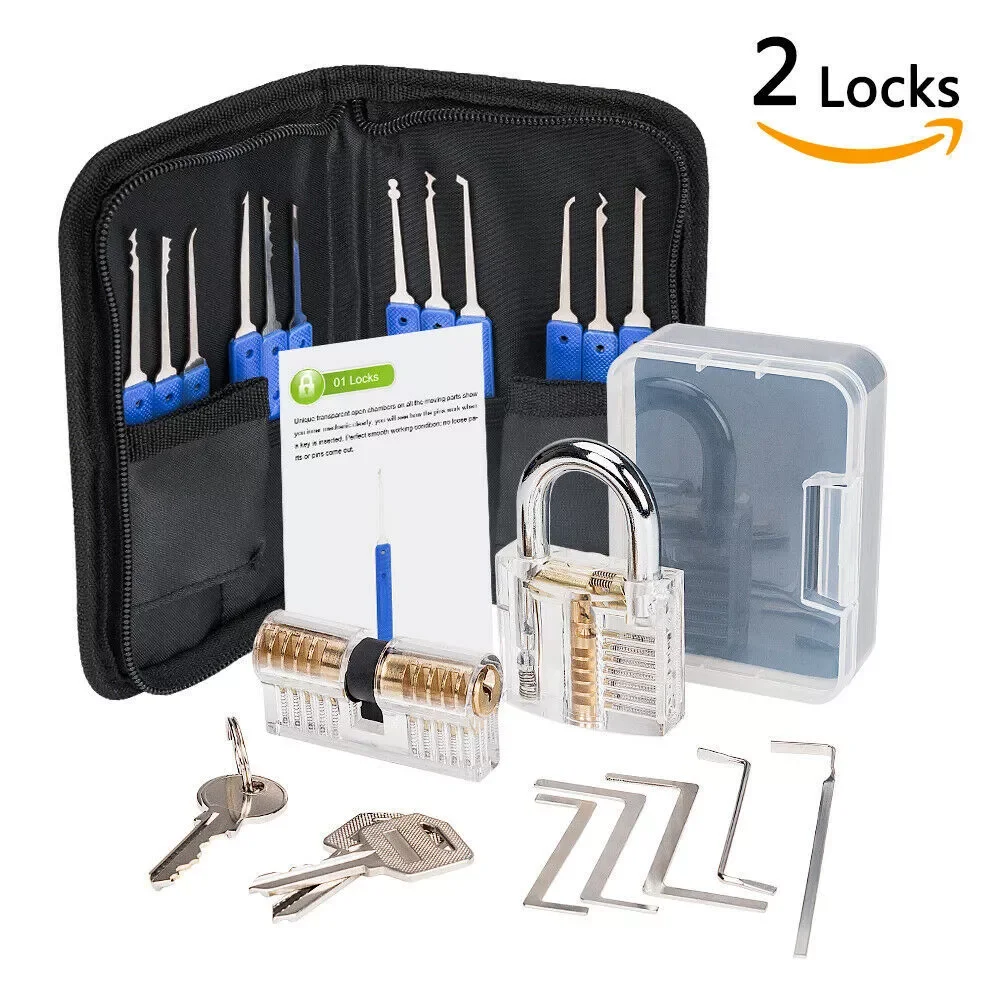 Wholesale 17pcs Lock Pick Tools Locksmiths Transparent Padlock Lock