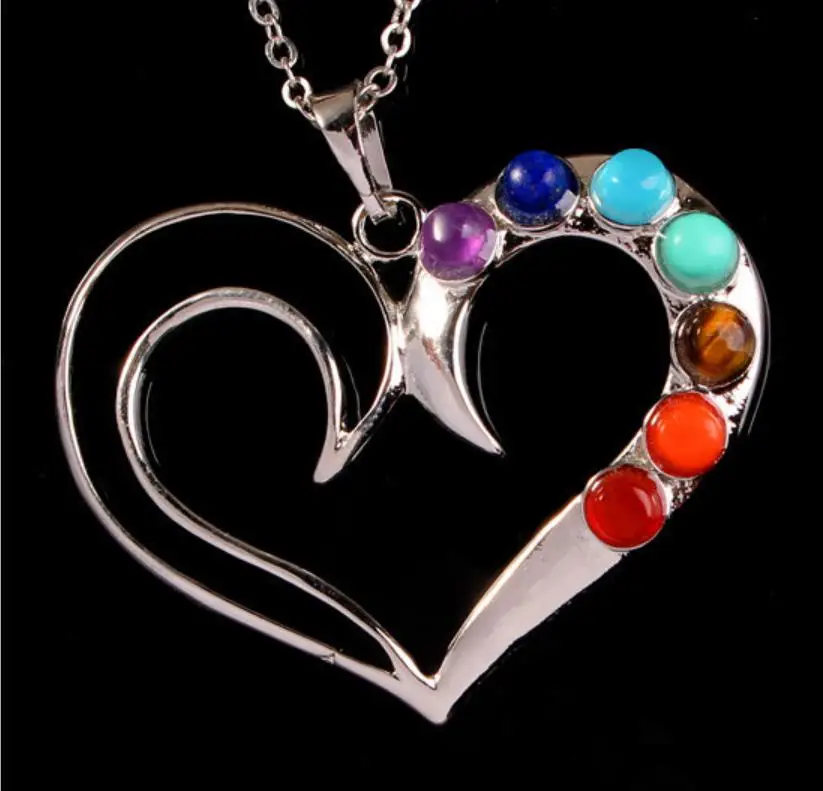 product-Beauty wings heart design silver bijoux 7 chakra pendant-BEYALY-img