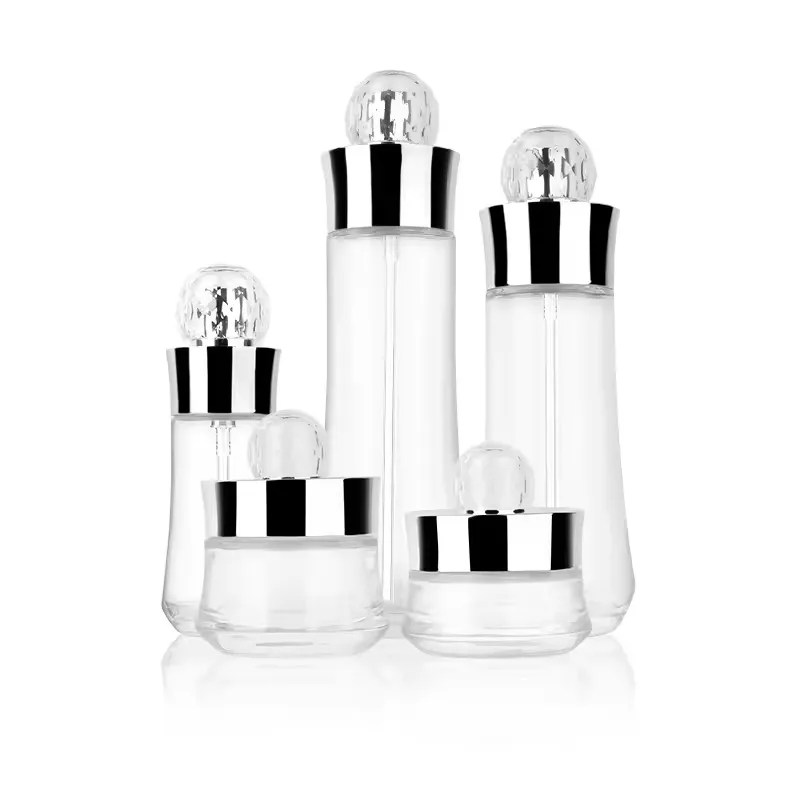 Supplier Cosmetic skincare set serum face spray clear glass pump bottles 30g50g100g30ml50ml100ml120ml150ml details