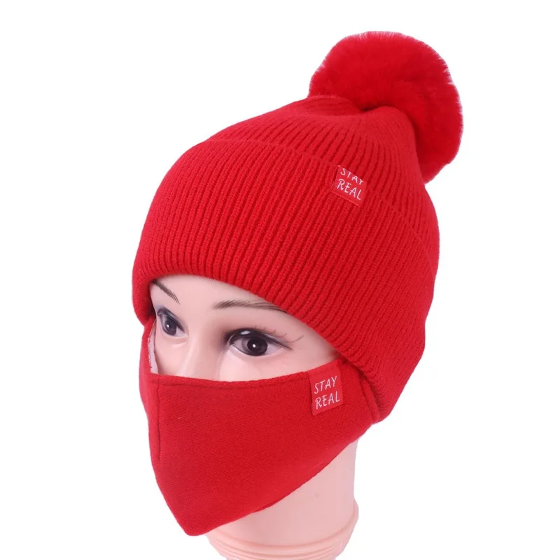 Winter Caps For Women Warm Face Cover Mask Two Pcs Winter Knit Hat Ski