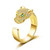 Rhinestone Crystal Opening Leopard Head Ring Wedding Ring Jewelry Christmas Gift Men And Women Lovers Finger Rings