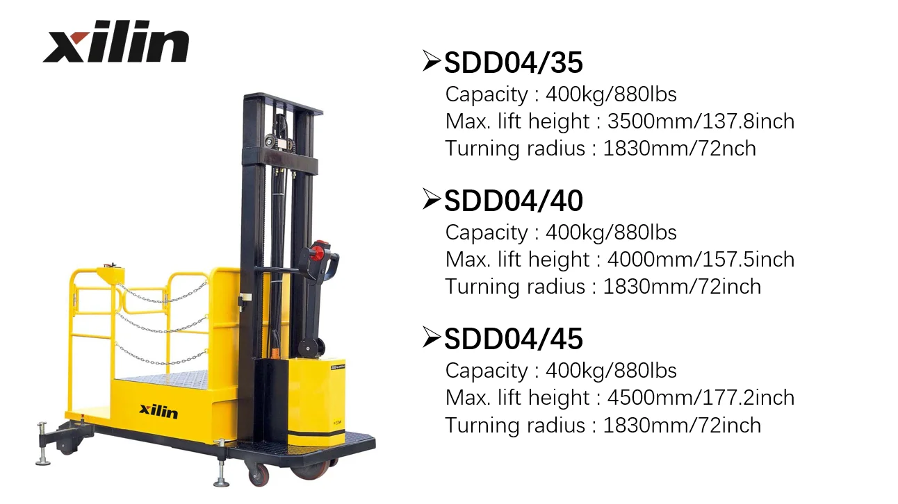 Xilin Highpowered Forklift 3.5m 4m 4.5m 400kg 0.4ton Selfpropelled