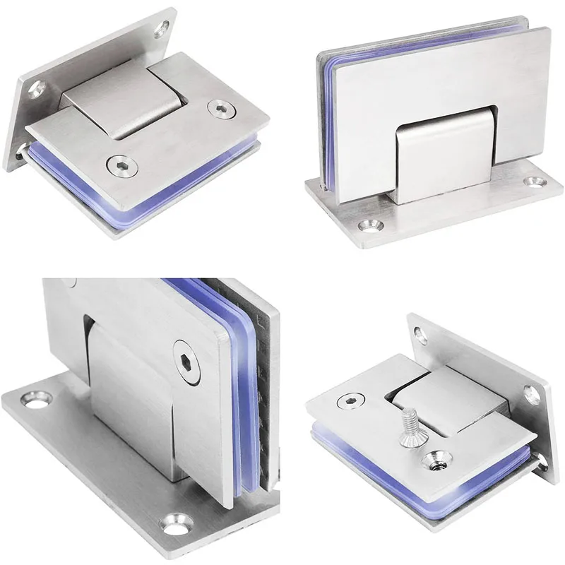 90 Degree Heavy Duty Glass Door Hinges Stainless Steel Bathroom Gate Clamp For 812mm Toughened