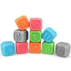 10pcs educational cube bath toys baby silicone building blocks