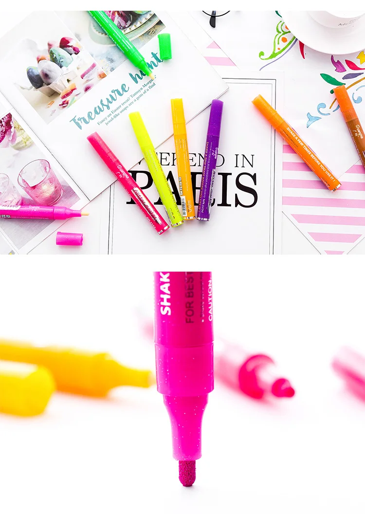 12 Colors Water Based Paint Marker Acrylic Ink Click Valve Action