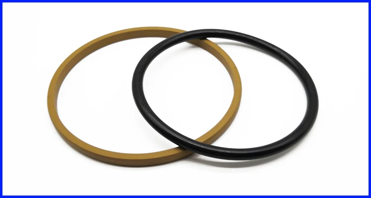 Yellow Color Bronze PTFE  SPGO Seals With Inclined Cut Grooves for Excavator Hydraulic Cylinder