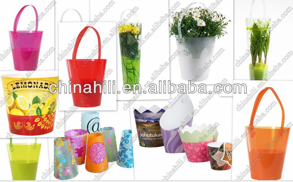 Folding Plastic Garden Printing Plant Pot Cover,Flower Customized