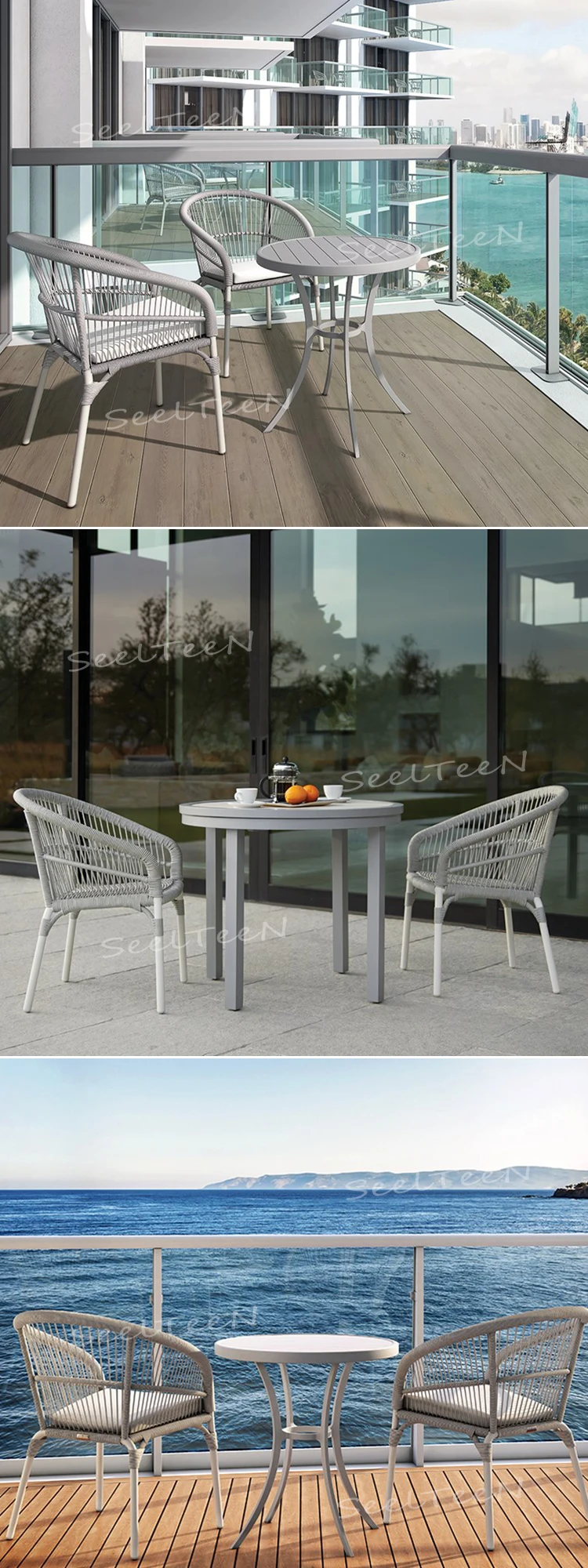 Polypropylene Woven Fiber Wrapped garden aluminum outdoor armchair