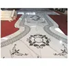 Custom black and white flower water jet mosaic marble designs square floor tile