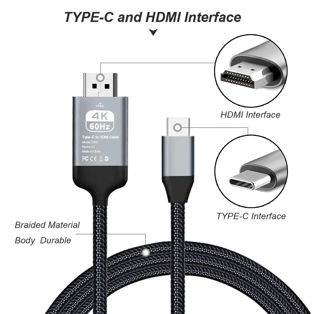 Super September fast shipping USB C to HDMI Cable Adapter 6ft Braided 4K@60Hz Cable Adapter - ANKUX.COM