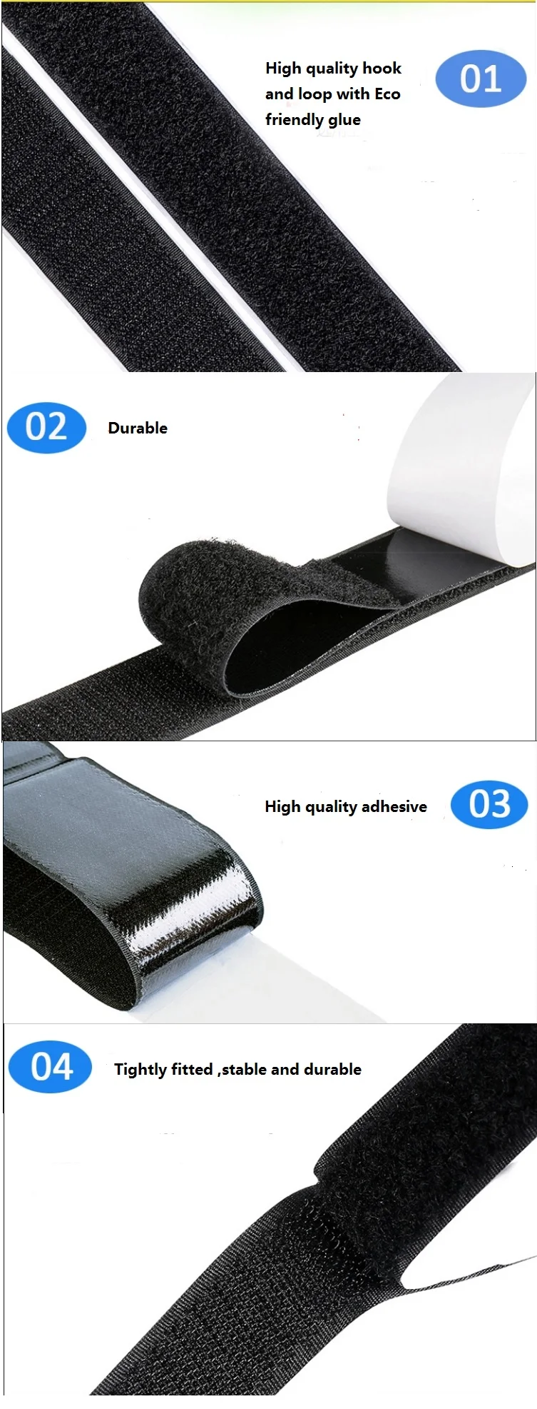 Customized size professional Adhesive Back Double Side Magic Tape Hook and Loop  Dots