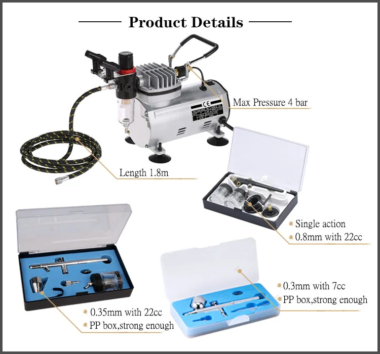LinhaivetA scale models airbrush compressor nail machine mini air brush gun set