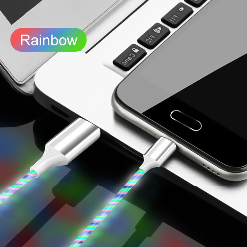 LED Glow Flowing Data USB Cable 8 Pin Charging Cable For iPhone