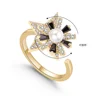 INFANTA JEWELRY 2019 Celebrity Ring Fashion Personality Rotation Spin Ring SnowFlake Opening Ring Korea Gold-plated Zircon Rings