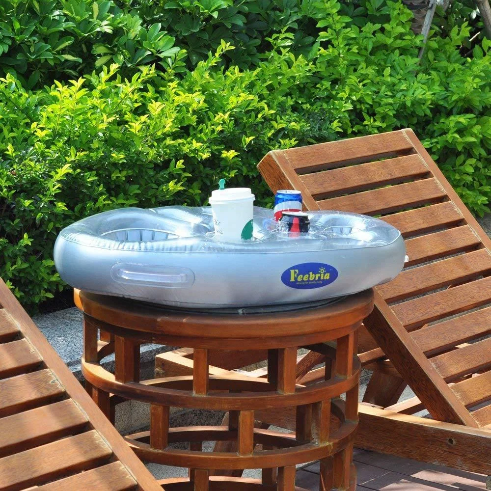 inflatable pool with seats and cup holders