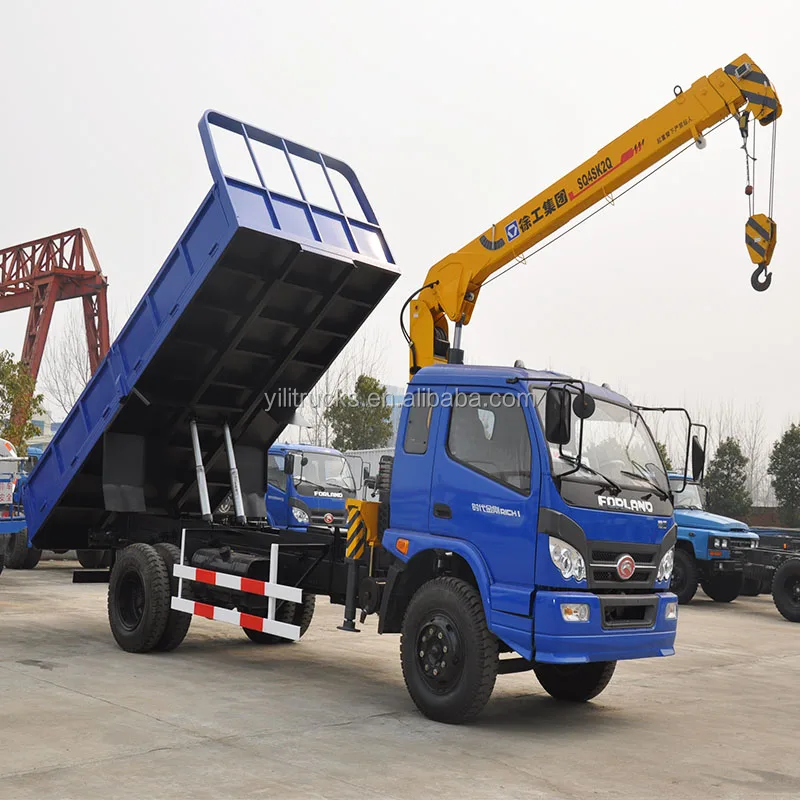 Foton 4x2 Rhd 8t Truck Mounted Crane With Dump Box Tipper Truck With