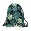 Cannabis Leaf polyester Drawstring Bag Backpack Adult Gym Tote Bag Sport Bag