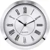 2-1/8 Inch (55 mm) Quartz Clock Insert, Zinc-Alloy Metal Case, Arabic Numeral, White Face,silver color