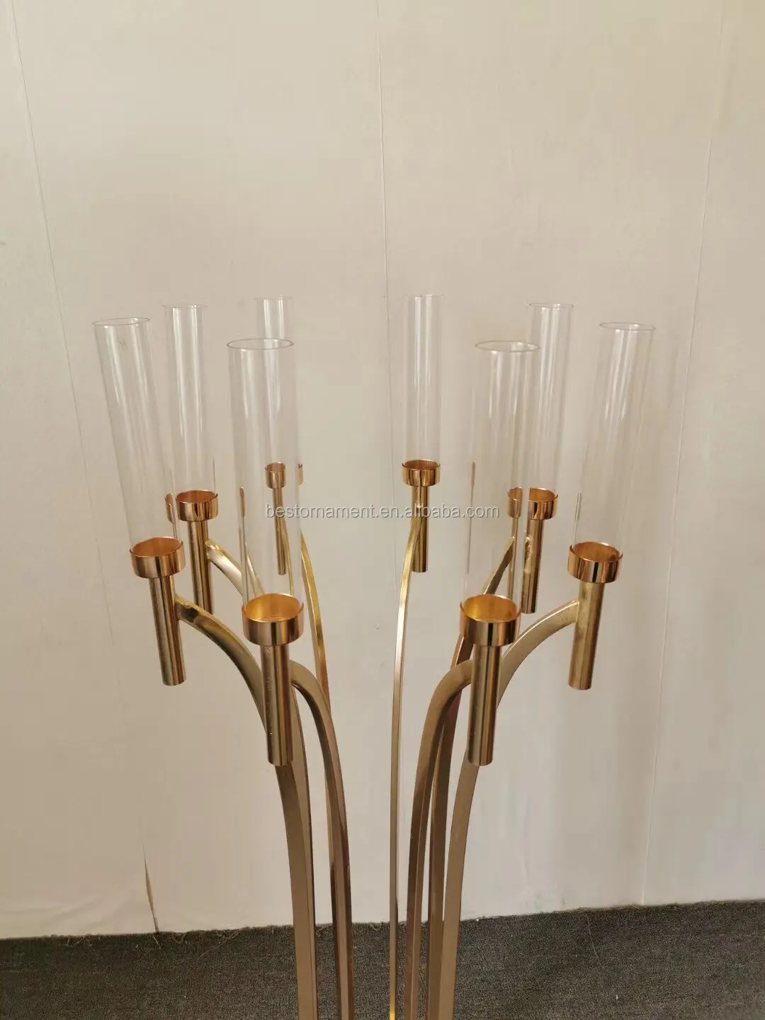 Wholesale Floor Gold Metal 8 Arms Candlesticks Wedding Tall Floor