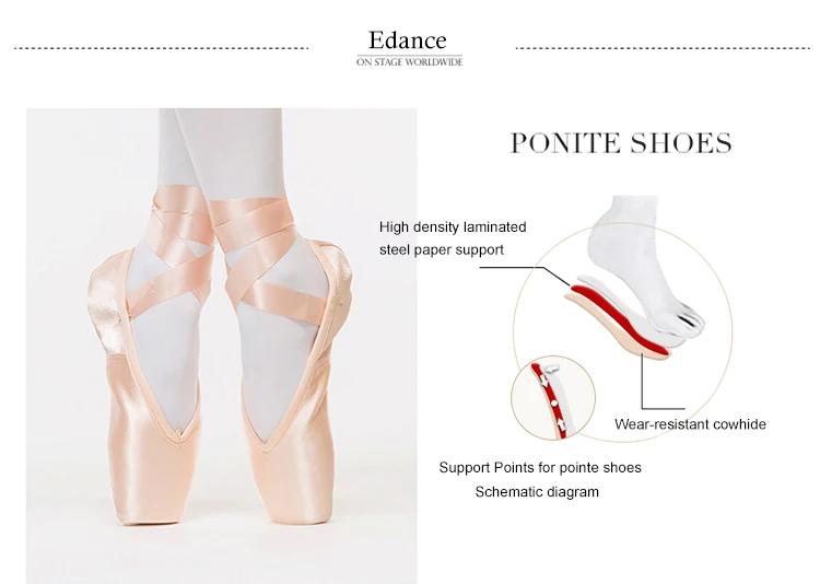 E5026 02 Professional Satin Leather Sole Ballet Pointe Shoesfor Adult Dance Buy Pointe Ballet