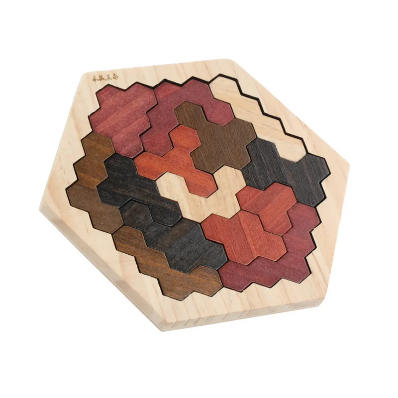 honeycomb shape educational toys children wooden jigsaw puzzle