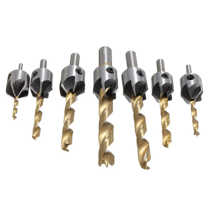 3 4 5 6 7 8 10mm Counter Sink Drill Bit Woodworking Round Shank With Hex Key New