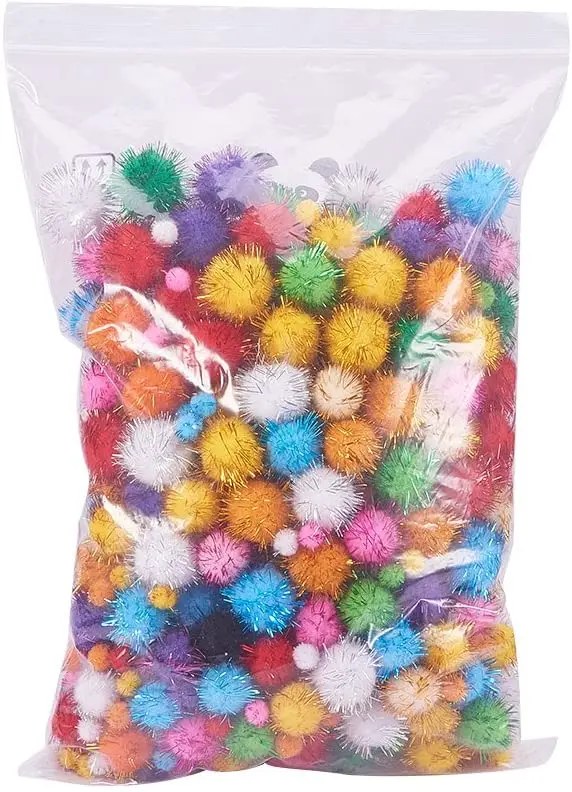 China 20mm 1000pcs Rainbow Cheer Cat Kitten Toy Fluffy Pompon Sparkle