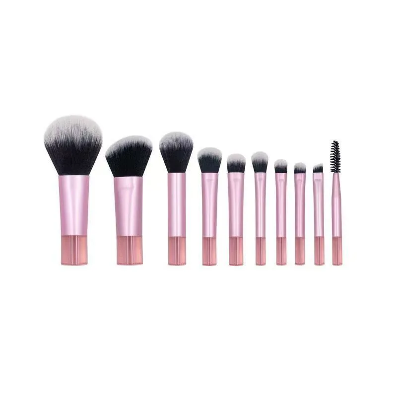 10-Piece Fan Makeup Set Convenient Synthetic Hair Bag Full Nose Shadow ...