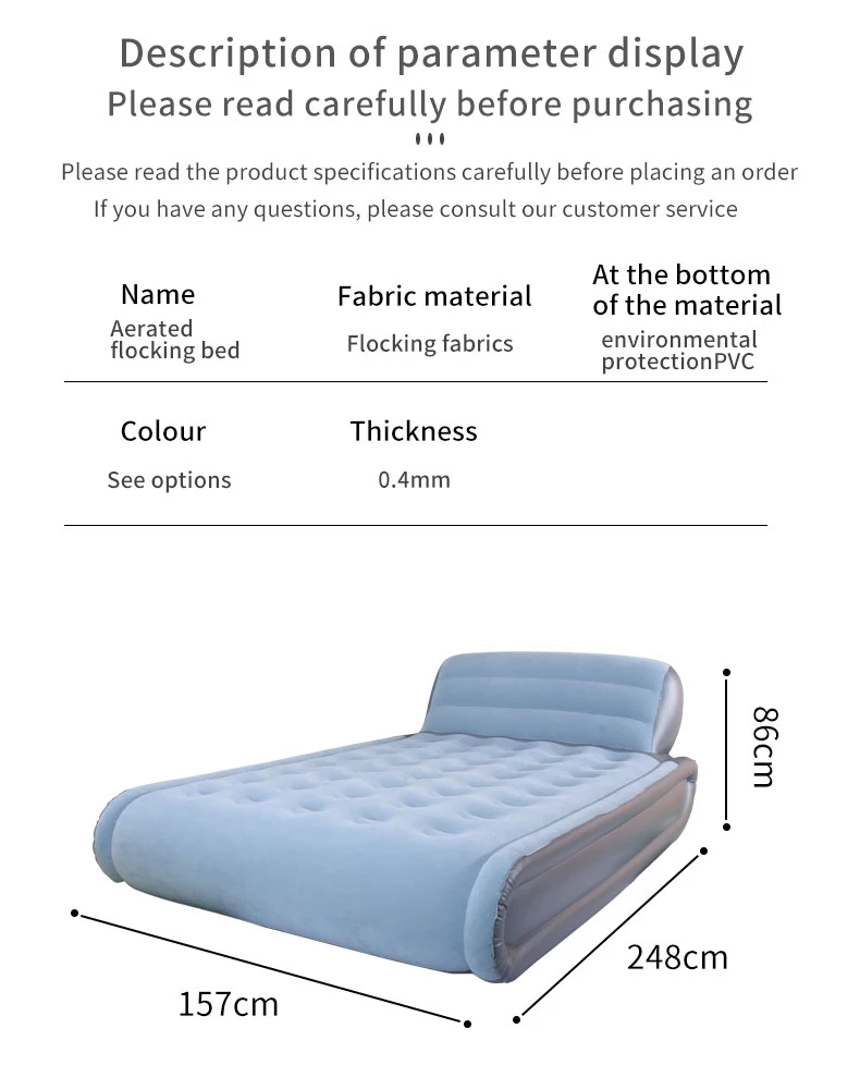 Sunshine Inflatable Queen Size Mattress Wall Plush Mid Rise Inflatable Air Bed With Built In
