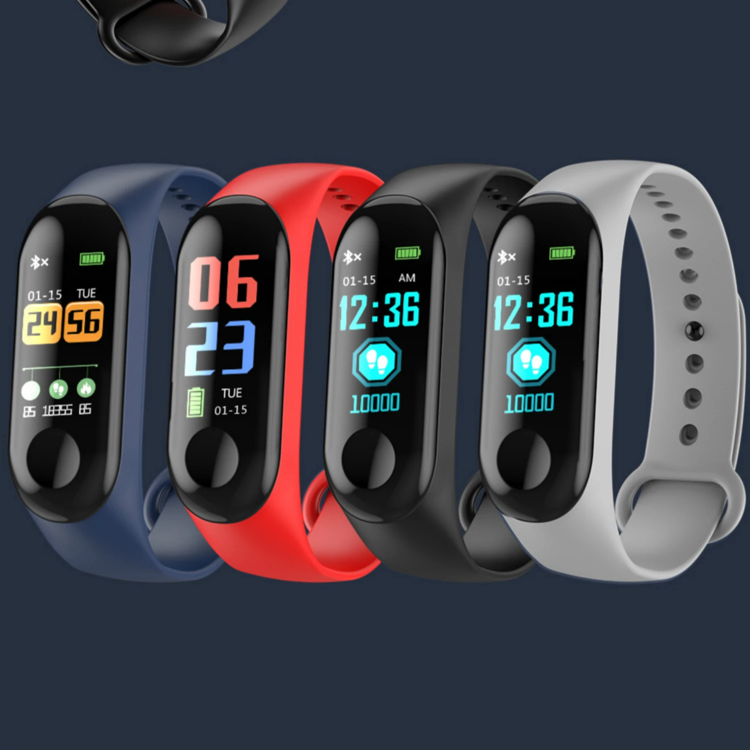Pedometer Heart Rate Monitor Waterproof Fitness Tracker Smart Watch For