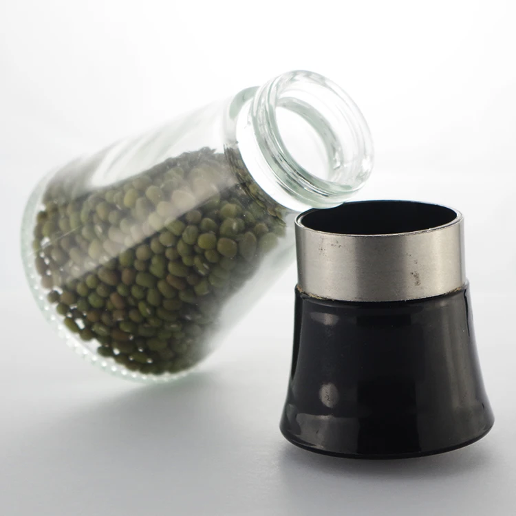 批发70毫升厨房烧烤调味瓶胡椒或香料玻璃瓶用带有金属孔盖的调味品