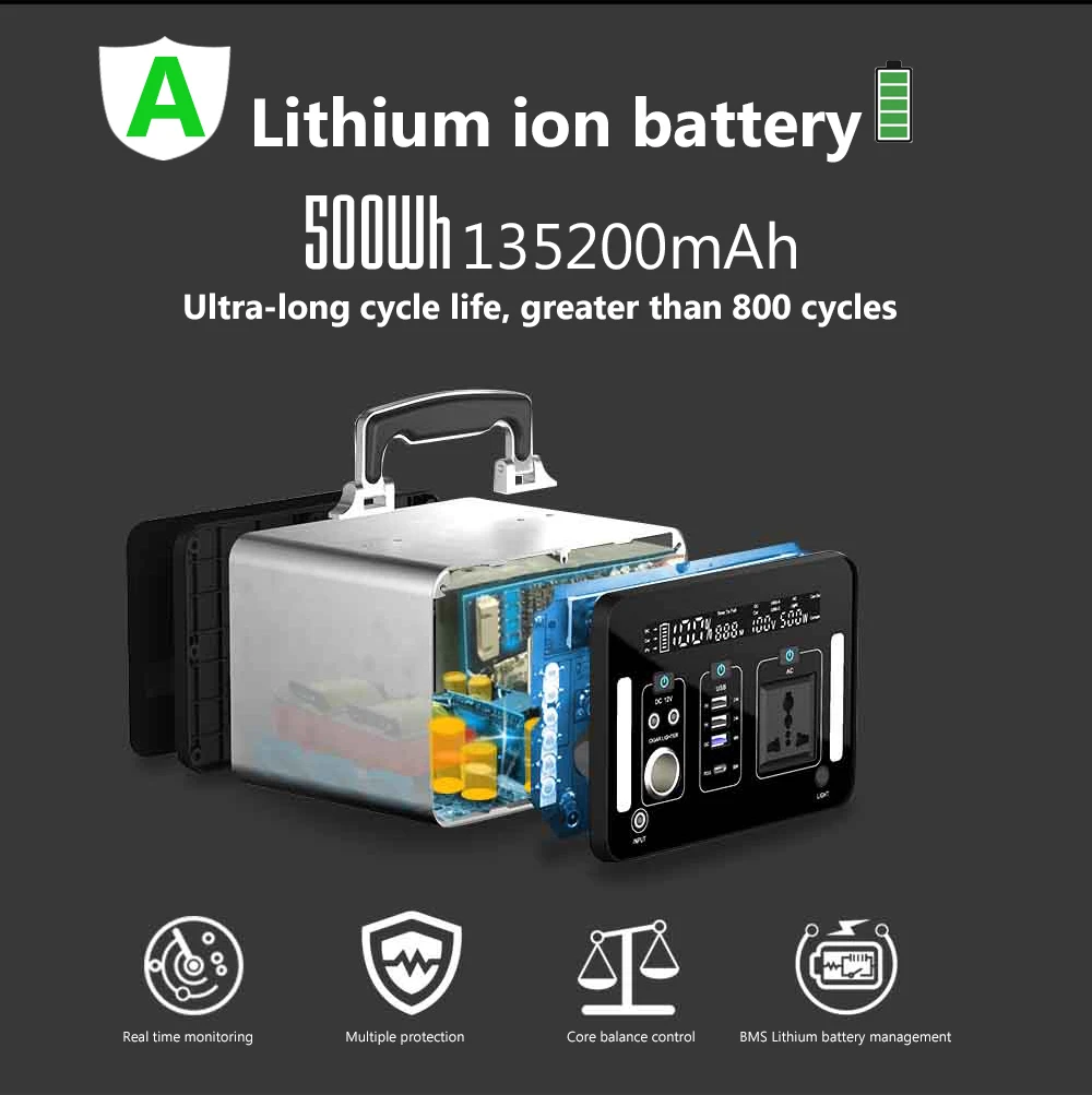 2020 Hot Solar Generator Power Station 220V Portable Power Station High Capacity 500W - ANKUX.COM