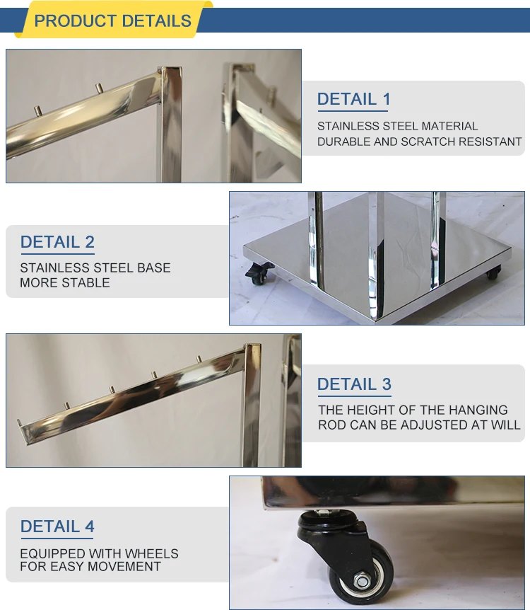 Wholesale Stainless Steel Clothes Racks Shop Fitting Floor Free