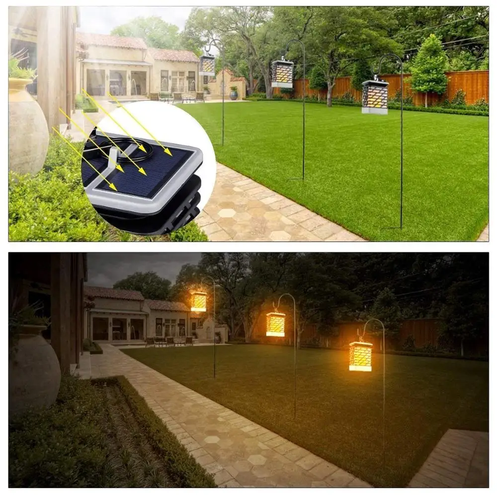 Waterproof Solar Lights Solar Lanterns Dancing Flame Outdoor Hanging Lanterns Lights  led garden lights