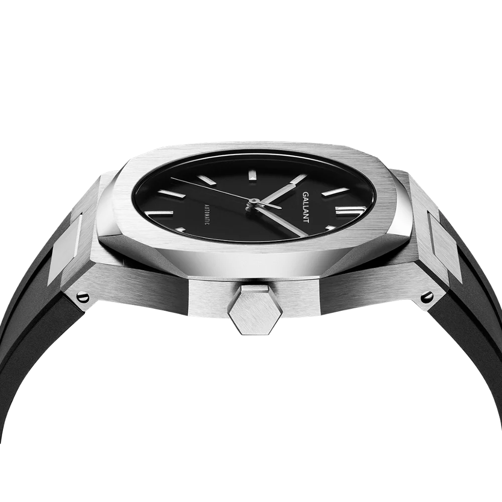 经典商务机械豪华表带手表硅胶优雅瑞士定制oem黑色自动手表男士