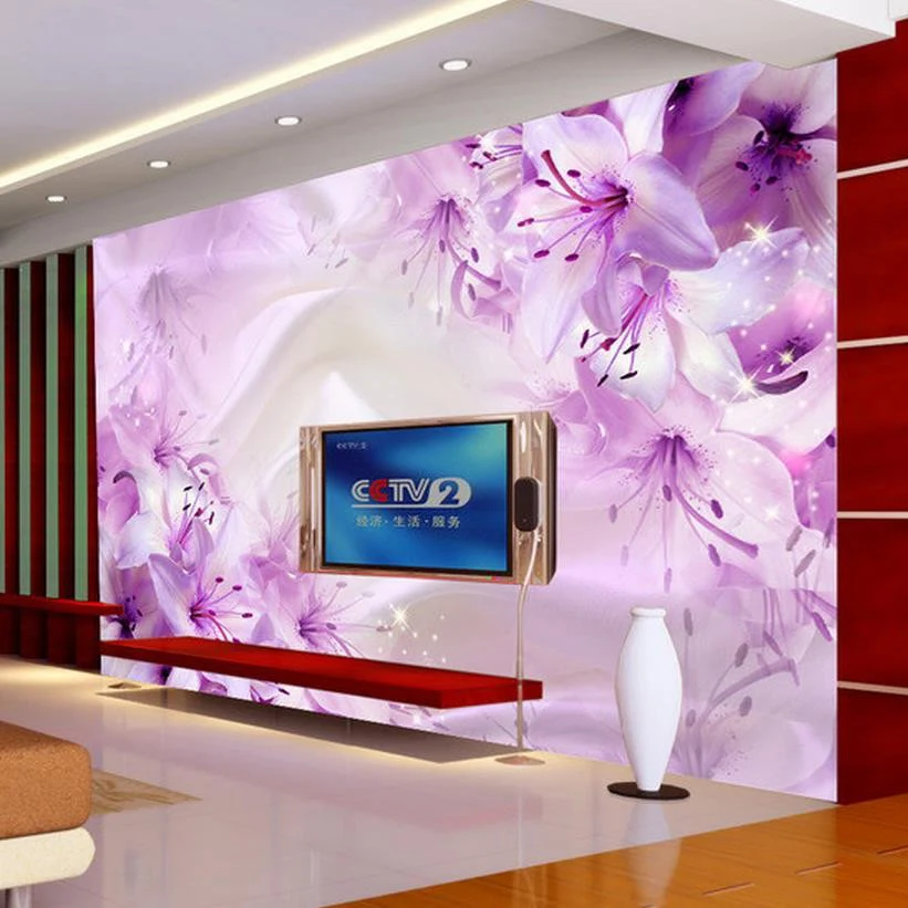 Custom 3d Photo Wallpaper Simple Modern Lily Flower Tv Background Murals  For Living Room Bedroom Wall Mural Wallpaper Decor - Buy Wall Tv Cabinet Wallpaper  Design,Wallpaper For Church Decoration,Wallpaper For Home Product