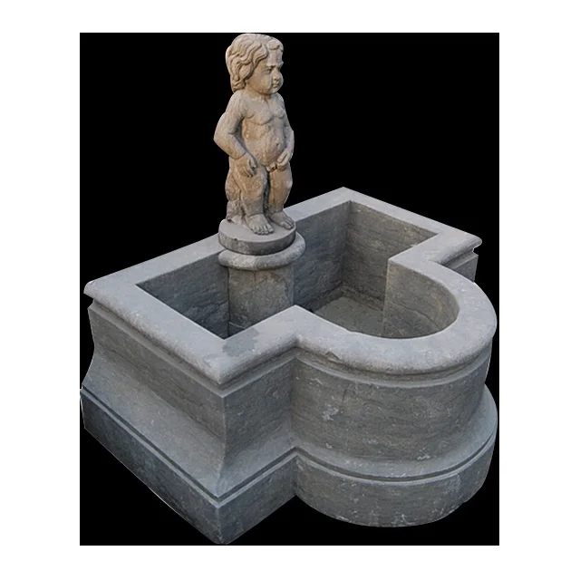 Maf187 Antique Marble Carving Small Boy Water Fountain Statue Peeing
