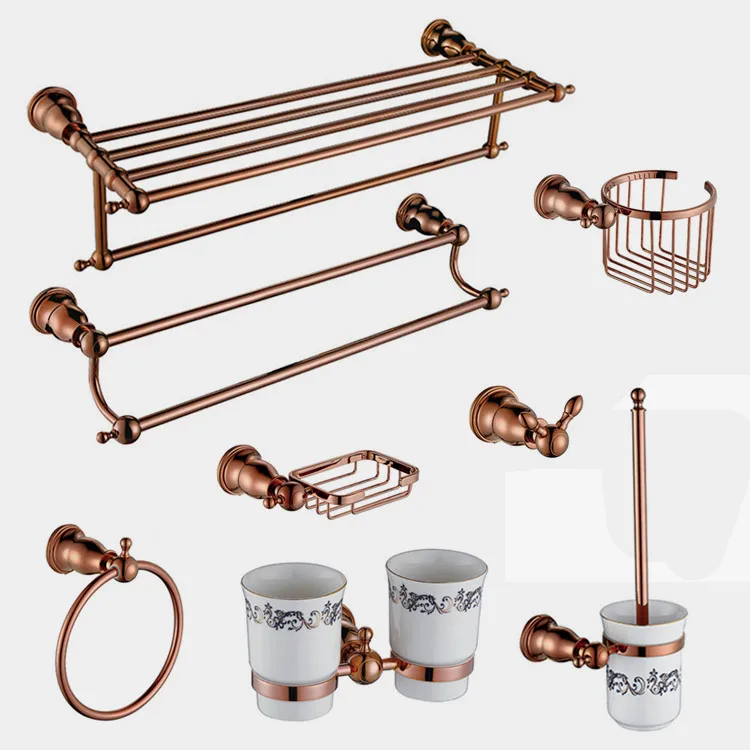 Stainless Steel Metal Rose Gold Bathroom Accessories Set Buy Rose