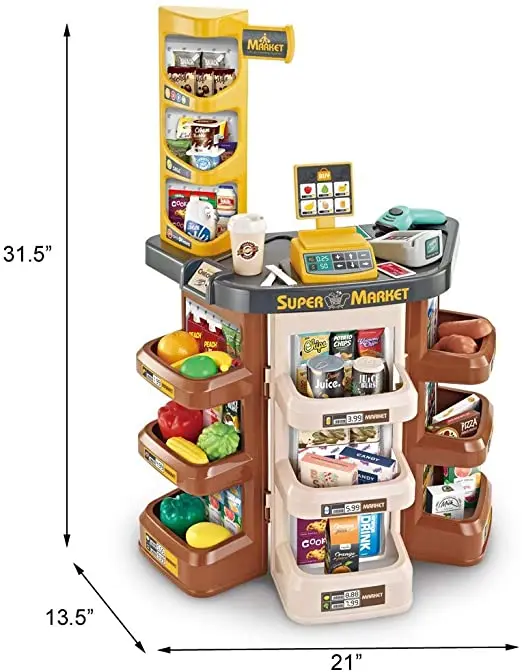 Kids Plastic Supermarkt w Registrierkasse Warenkorb Pretend Play Toy Set 