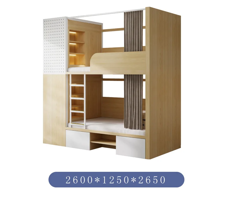 product furniture factory hotel bunk bed double space capsule bunk bed dormitory loft apartment bed with cabinet-13