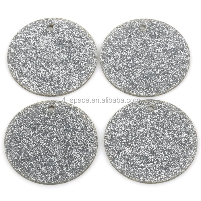 Smart Parts Laser 10 Silver Glitter Circle Keychain Blanks 1 Laser Cut Acrylic Blanks Disc Lca0513