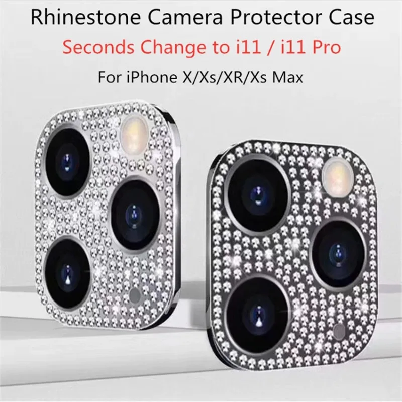 Modified Camera Lens Seconds Change Cover For Iphone X Xr Max Sticker Fake Camera For Iphone 11 Pro Max Diamond Metal Protector Buy For Iphone 11 Pro Max Diamond Metal Protector Camera
