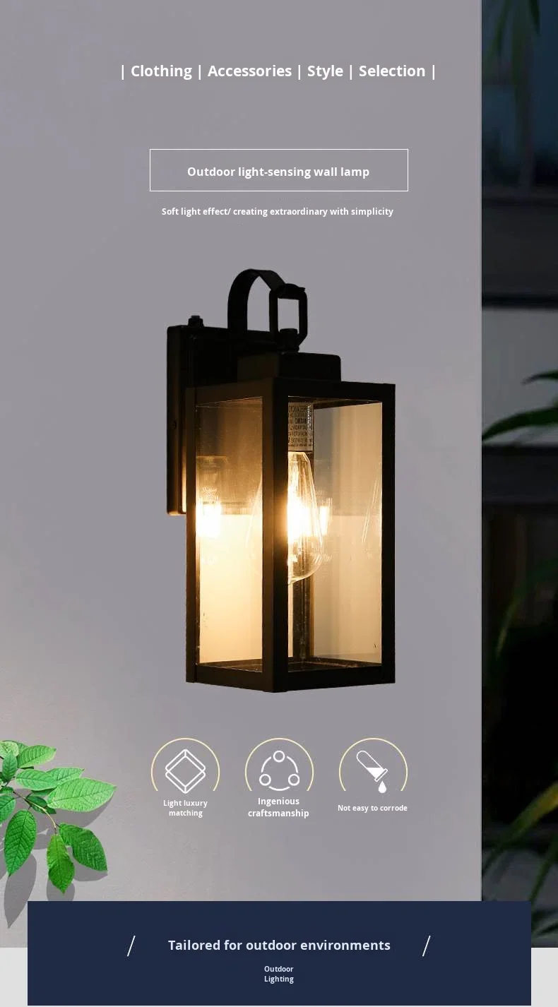 product american style square garden outdoor wall lamp socket waterproof industrial balcony entrance corridor light-0