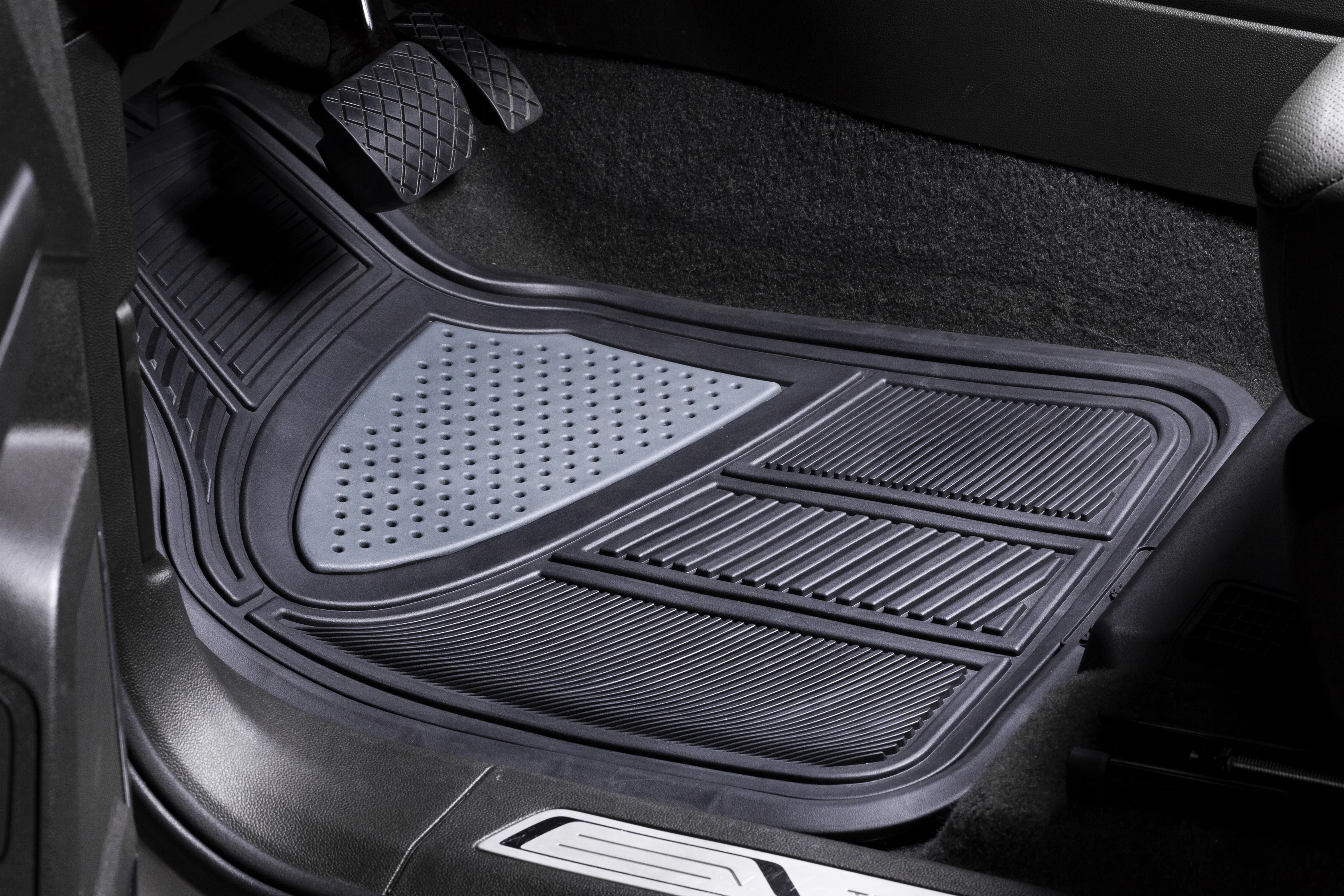 热卖4件防滑橡胶地板垫定制oem设计pvc地板垫/双色通用汽车脚垫