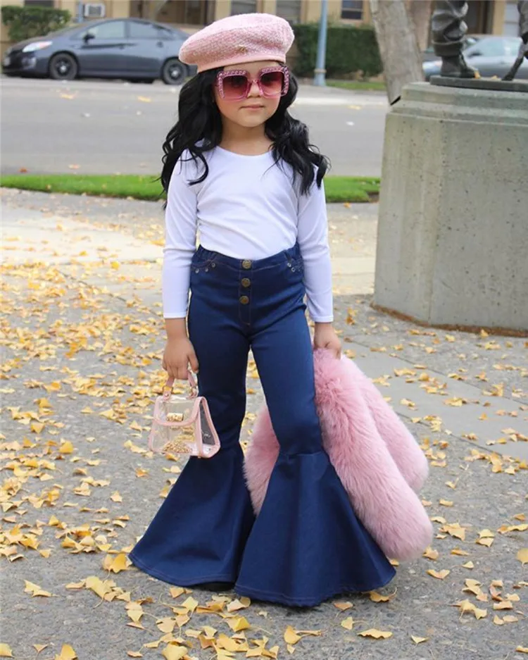 
Age Reduction Buttons Skinny Flared Jeans bell bottom jeans for kids 