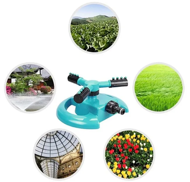 Hot Selling Garden Lawn Sprinkler 360 Degree Automatic Rotating Portable 3 Arms Sprinkler