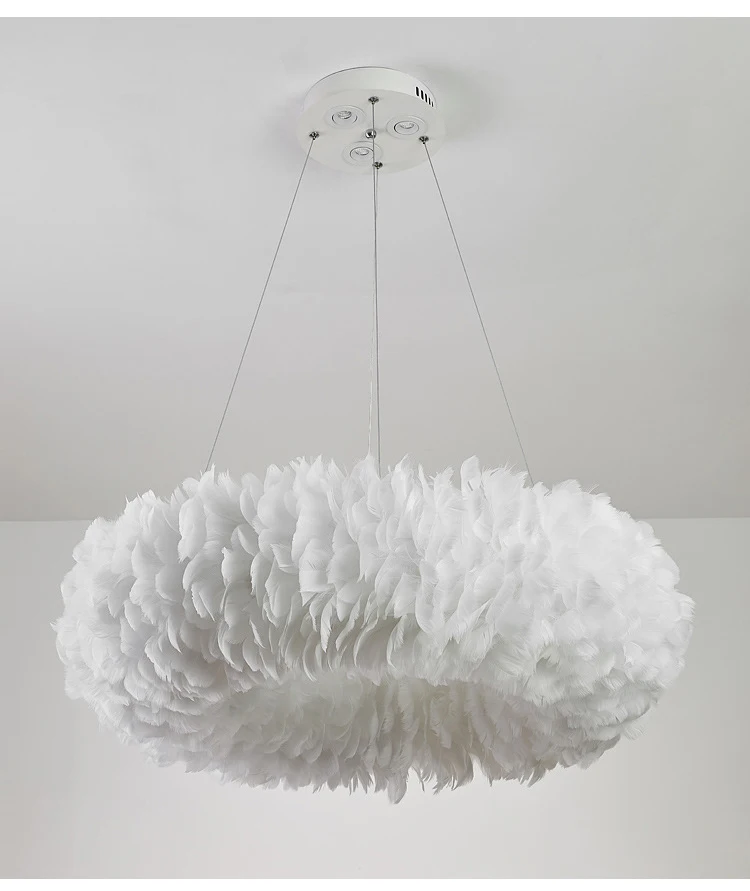 Nordic lamps ins wind bedroom lamp simple creative personality living room lighting room restaurant KOL feather chandelier