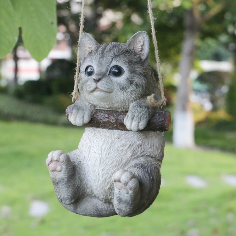 Customized Wholesale Garden Ornaments Outdoor Hanging Cat Decor