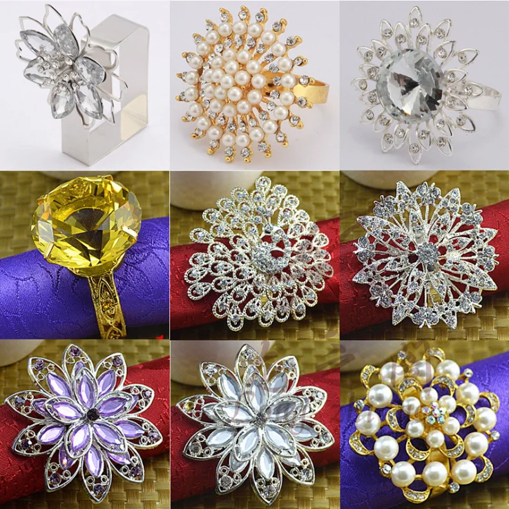 Hotel restaurant banquet gold silver plated napkin rings for weddings