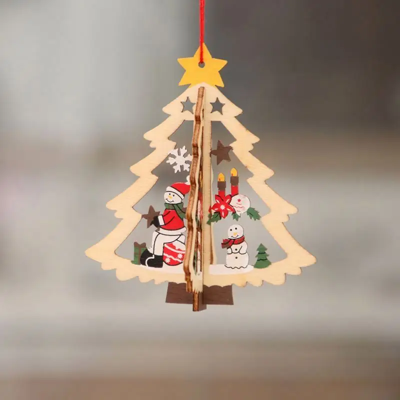 2d 3d Christmas Ornament Wooden Hanging Pendants Star Xmas Tree Bell ...